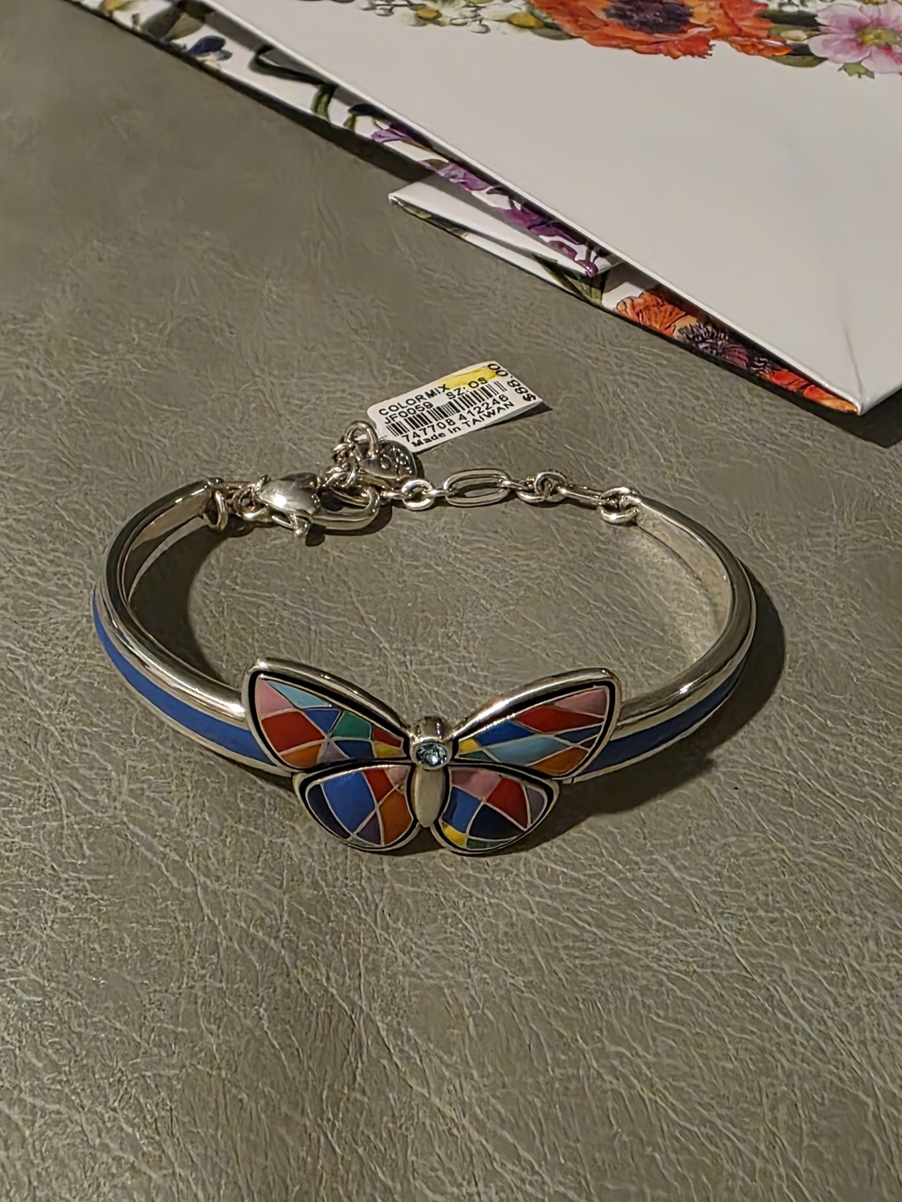 BRIGHTON JEWELRY COLORMIX COLORFUL BUTTERFLY BRACELET SILVER PATCHWORK NEW RV$88